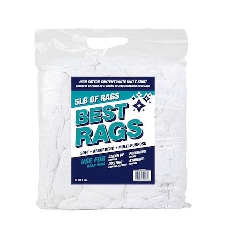 Monarch W43 T-Shirt Cleaning Rags White, New - 5lb Bag N2-W43-5BG